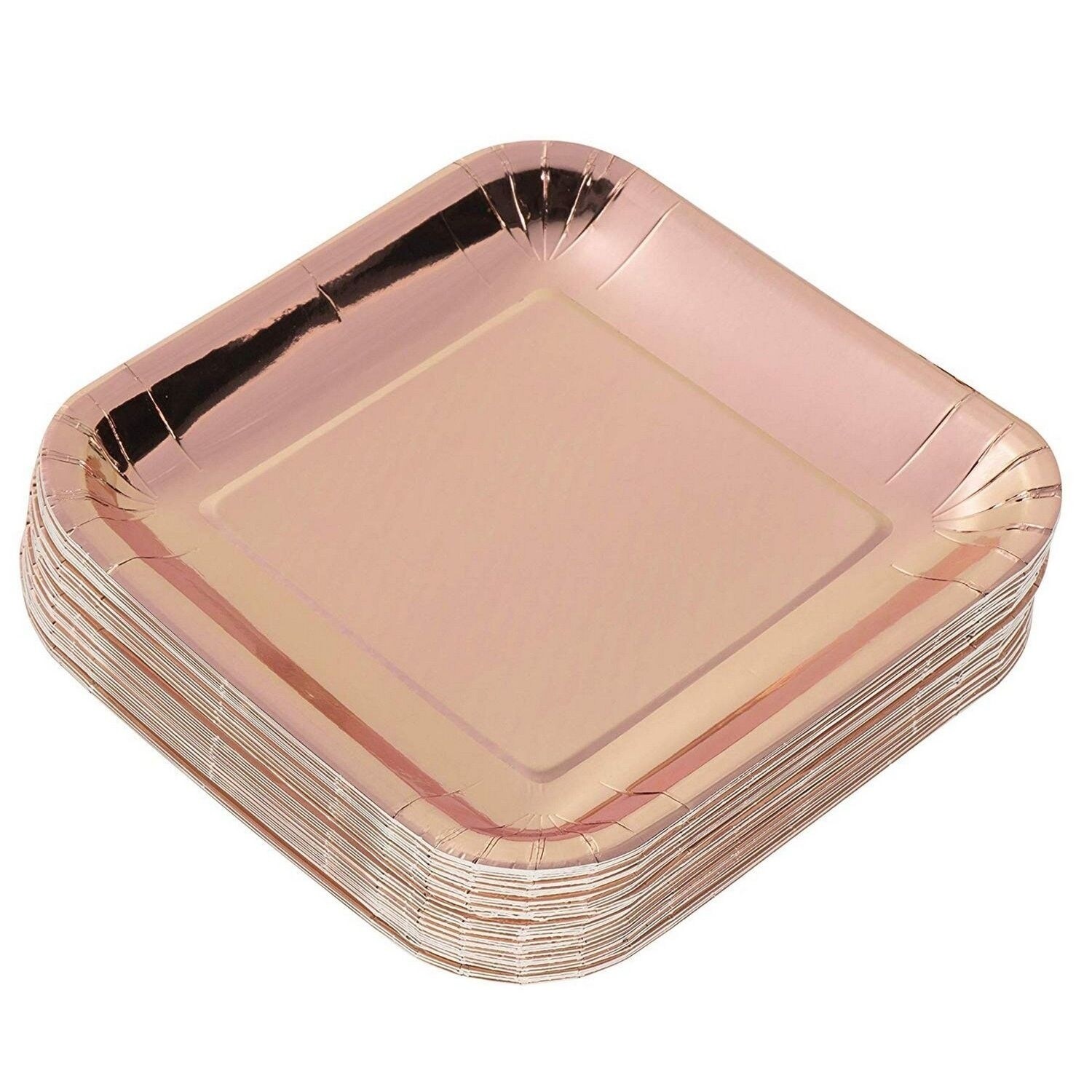 Shop 48x Metallic Rose Gold Foil Disposable Square Paper Plates Party Supplies 7x7 Overstock 29744728