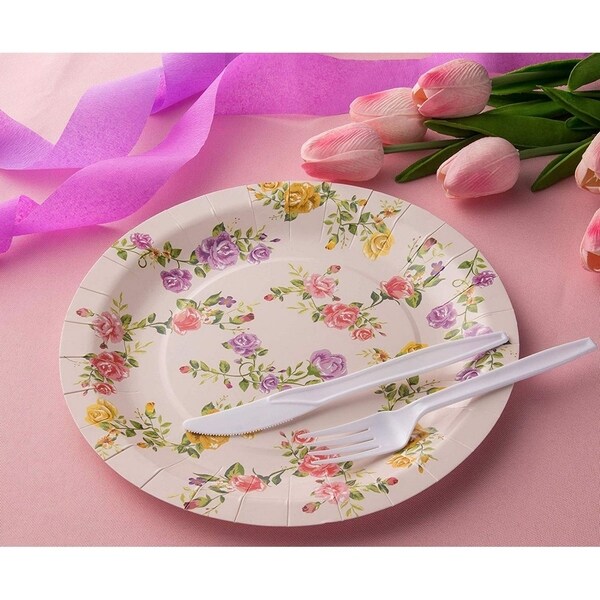 floral disposable plates