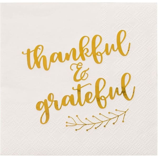 50 Cocktail Party Disposable Paper Napkins Thankful and Grateful in