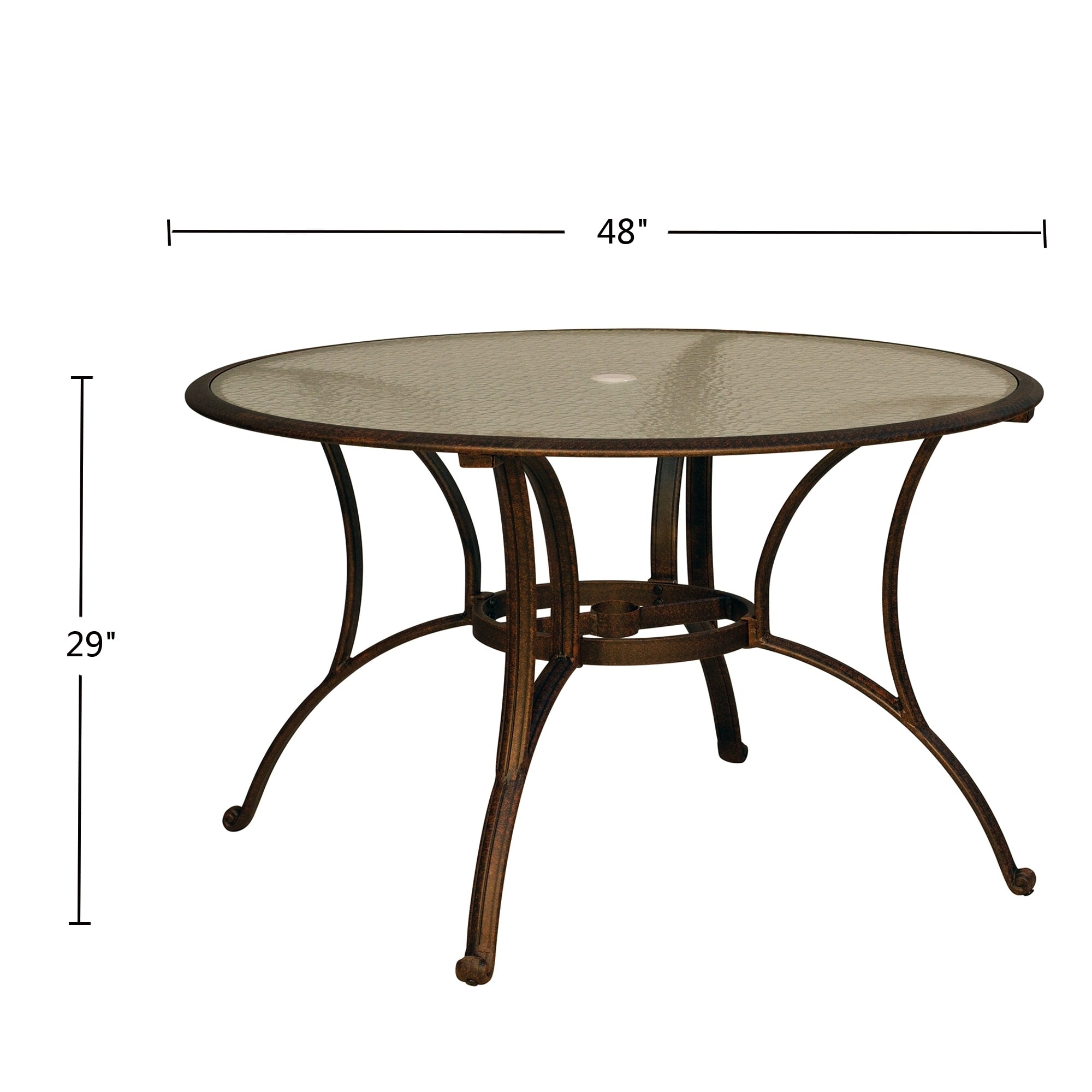 48 round glass table top with umbrella hole