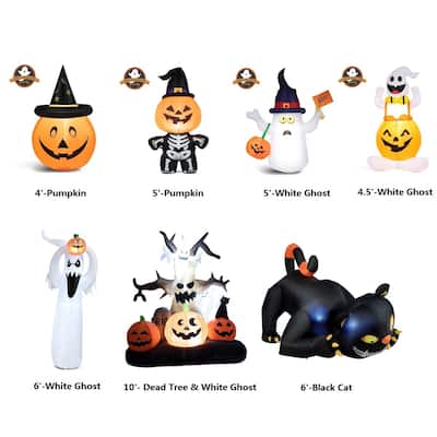 Halloween Decoration Lighted Inflatable Pumpkin White Ghost Black Cat