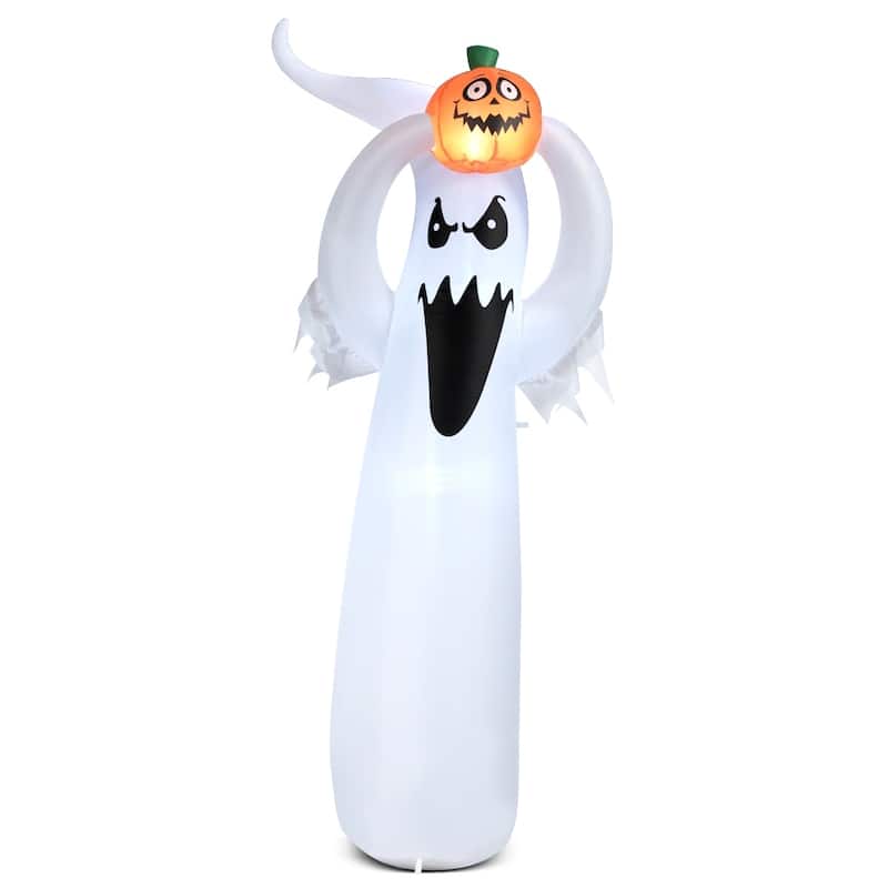 Halloween Decoration Lighted Inflatable Pumpkin White Ghost Black Cat - Orange - 6'-White Ghost