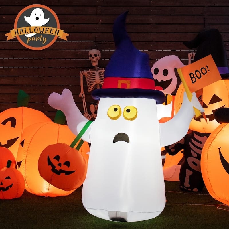 Halloween Decoration Lighted Inflatable Pumpkin White Ghost Black Cat