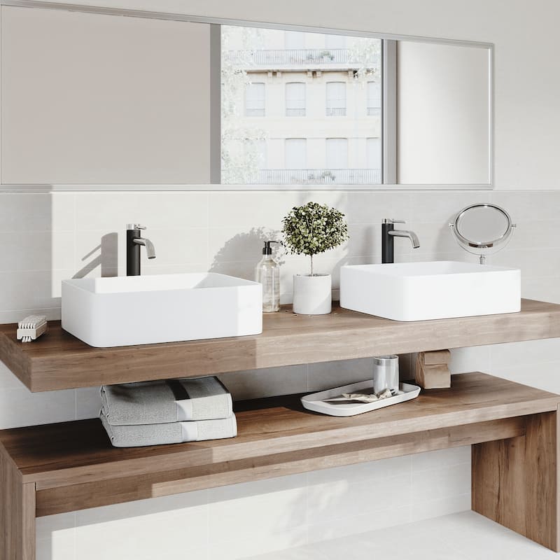 VIGO Jasmine 18"L x 15"W MatteStone Vessel Sink and Lexington 10"H Faucet Set