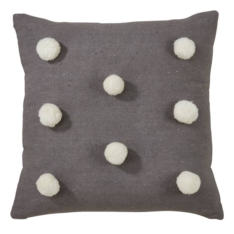 Pom Pom Throw Pillow - Cover Only - Grey