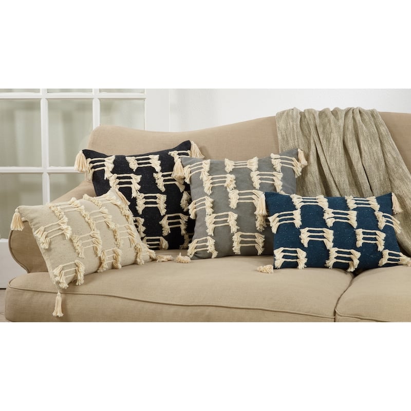 Frayed Design Cotton Throw Pillow