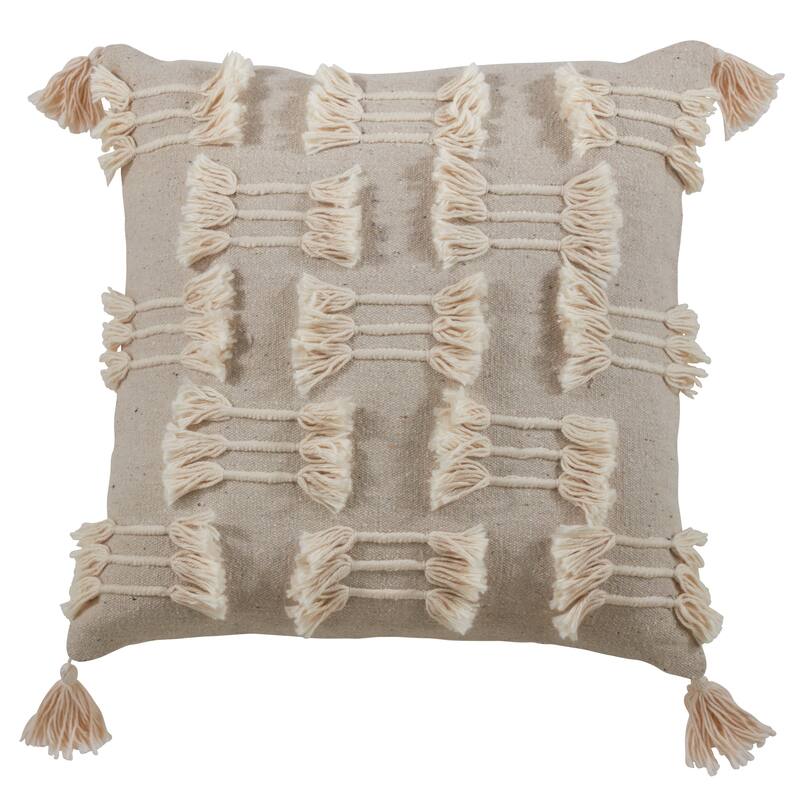 Frayed Design Cotton Throw Pillow