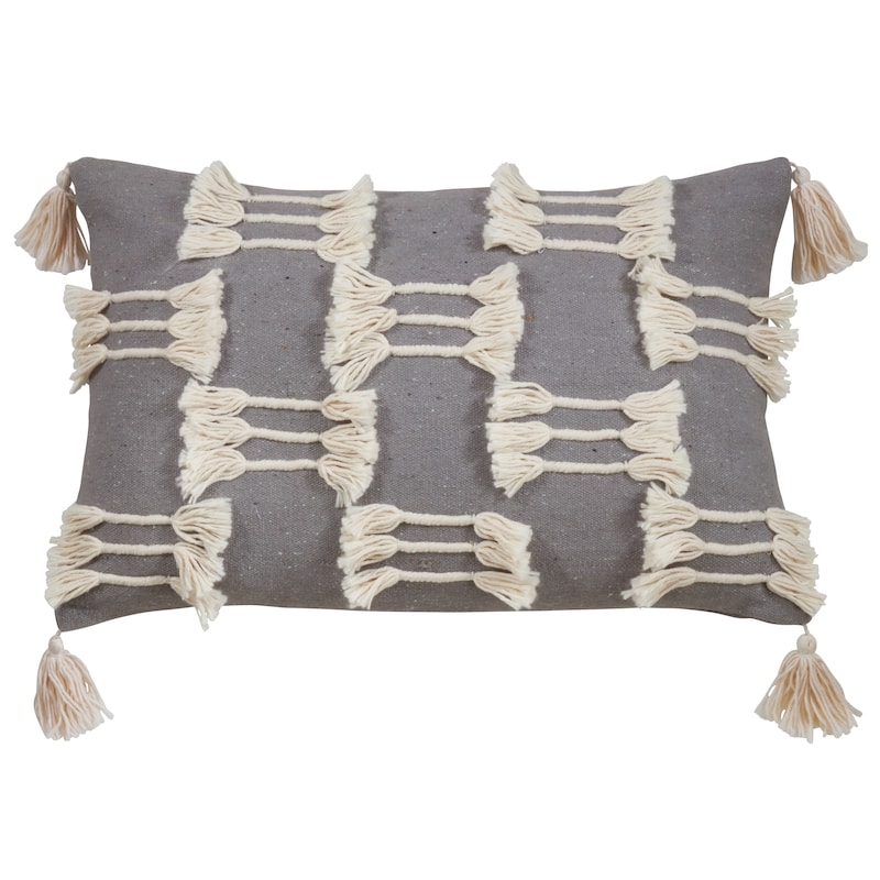 Frayed Design Cotton Throw Pillow