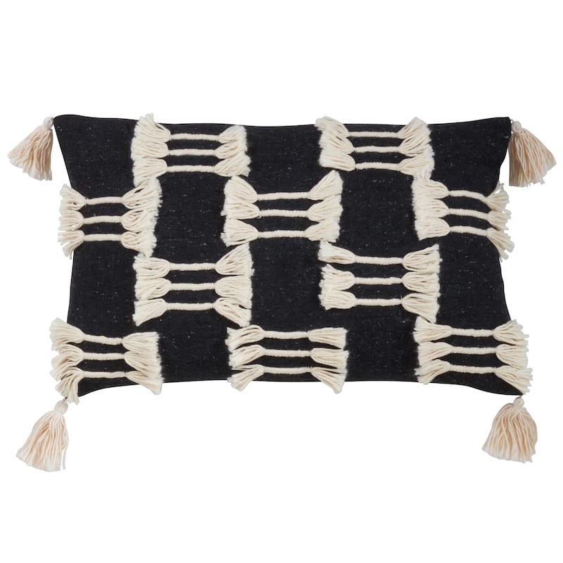 Frayed Design Cotton Throw Pillow