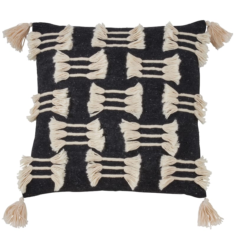 Frayed Design Cotton Throw Pillow