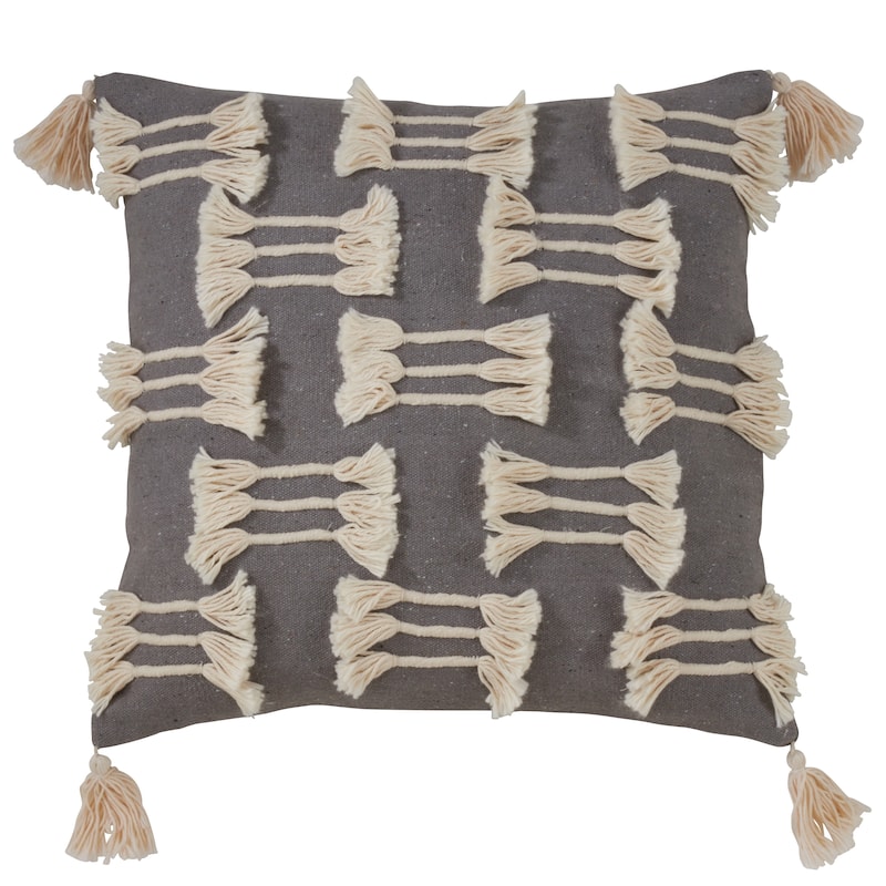 Frayed Design Cotton Throw Pillow