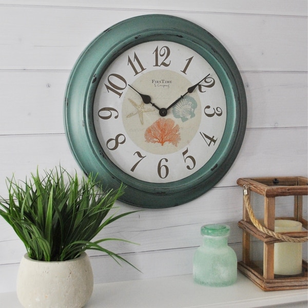 FirsTime & Co.® Turquoise Shells Wall Clock - 15.5"