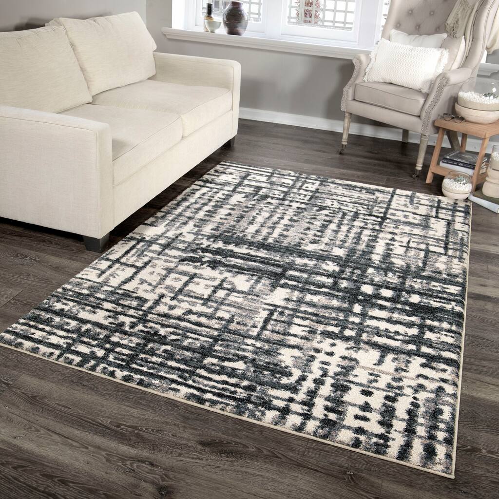 Palmetto Living Adagio City Blocks Muted Blue Area Rug - 9' x 13'