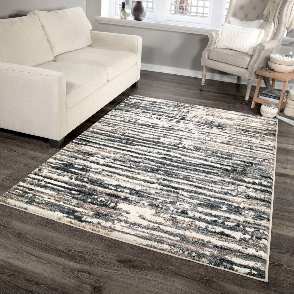 Palmetto Living Adagio Tree Tracks Muted Blue Area Rug - 6'7" x 9'6"