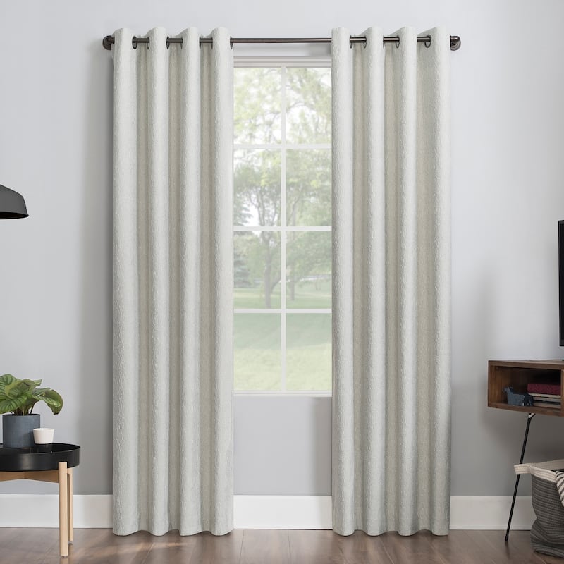 Sun Zero Noir Dimensional Thermal Extreme Total Blackout Grommet Curtain Panel, Single Panel - 52 x 84 - Cream White