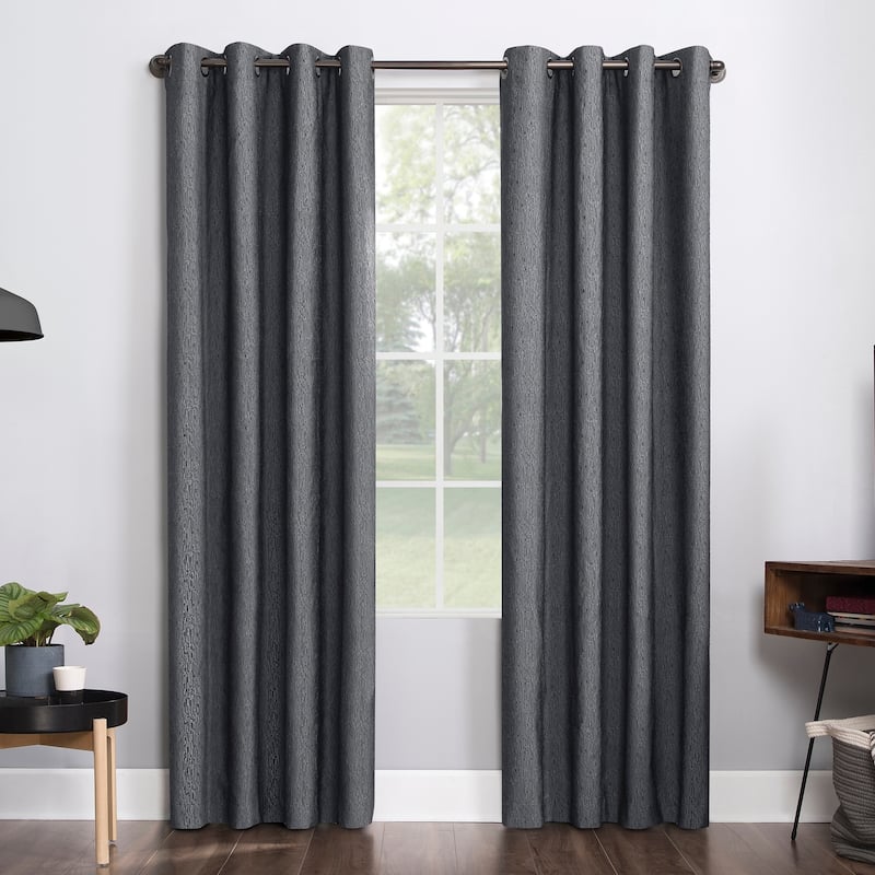 Sun Zero Noir Dimensional Thermal Extreme Total Blackout Grommet Curtain Panel, Single Panel - 52 x 84 - Charcoal