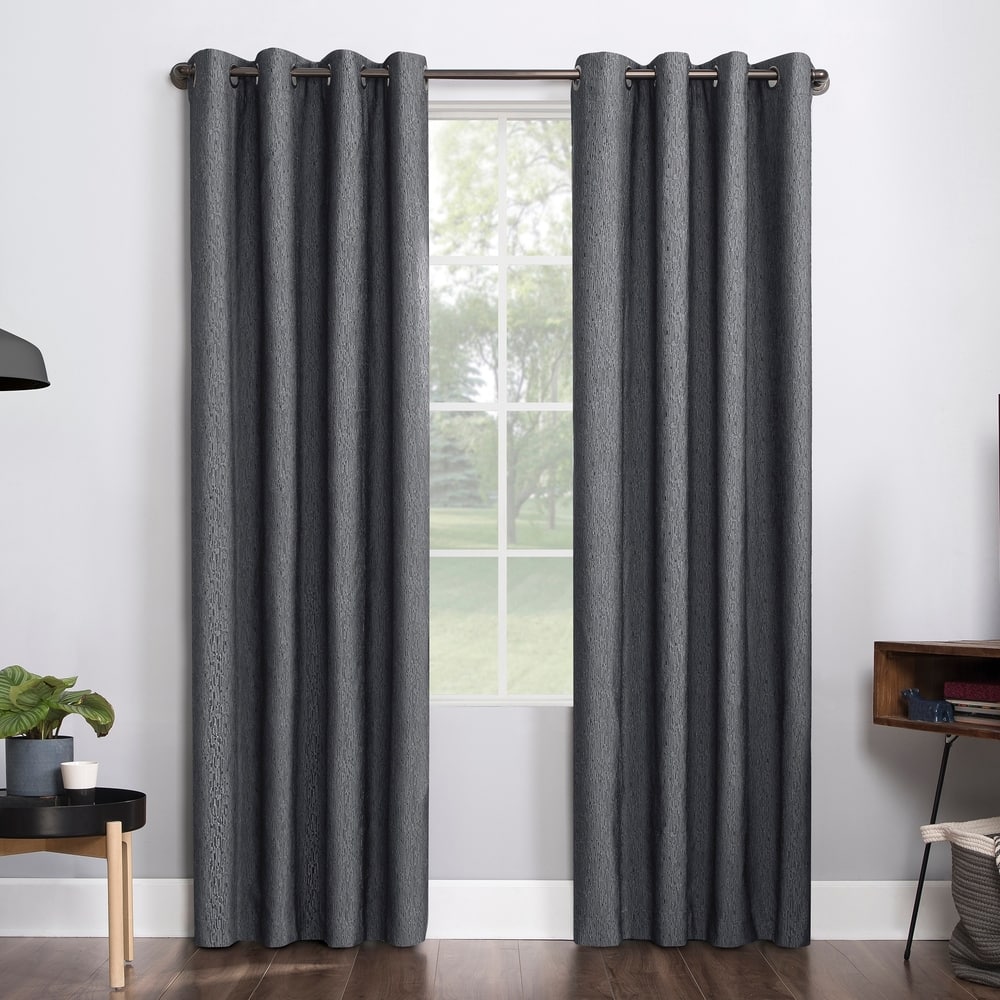 Sun Zero Noir Dimensional Thermal Extreme Total Blackout Grommet Curtain Panel, Single Panel