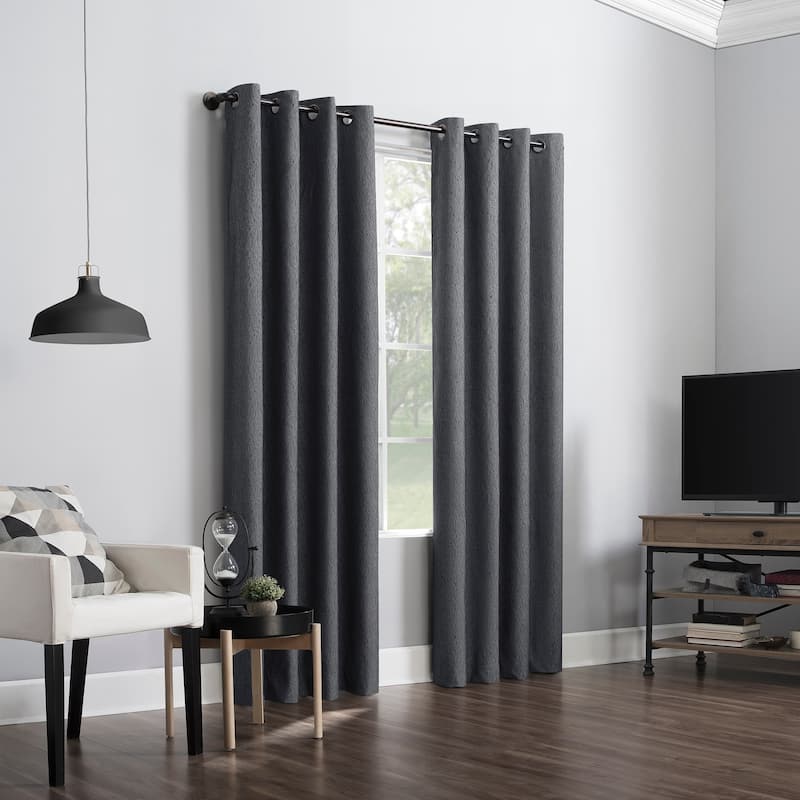 Sun Zero Noir Dimensional Thermal Extreme Total Blackout Grommet Curtain Panel, Single Panel