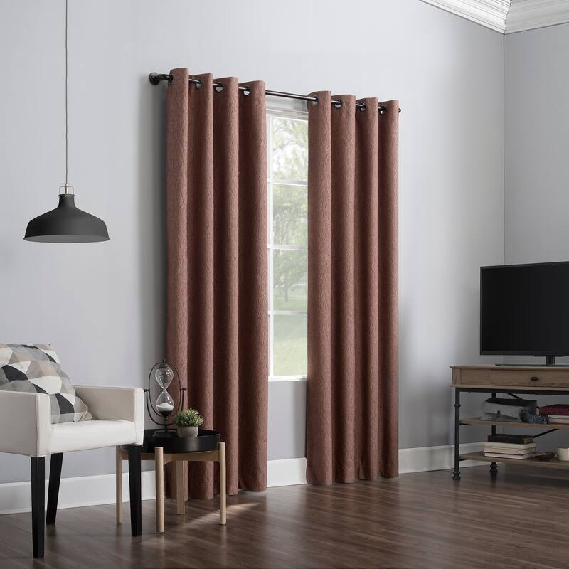 Sun Zero Noir Dimensional Thermal Extreme Total Blackout Grommet Curtain Panel, Single Panel