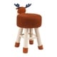 preview thumbnail 5 of 6, Taylor & Olive Modern Woven Brown Deer Ottoman Stool with Wooden Legs
