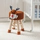 preview thumbnail 1 of 6, Taylor & Olive Modern Woven Brown Deer Ottoman Stool with Wooden Legs