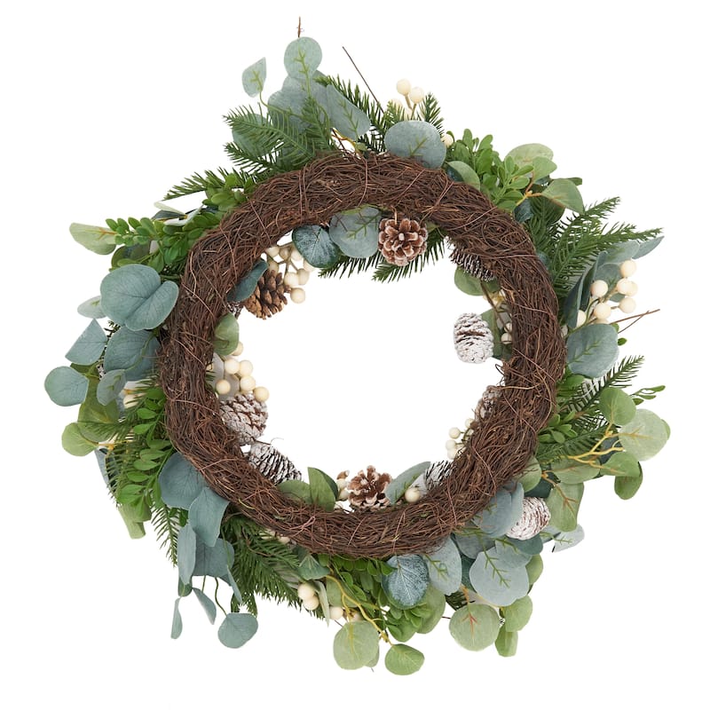 Spring Wreath With Eucalyptus And Pinecones