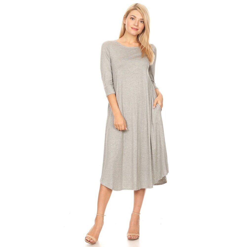 three quarter length sleeve dresses casual