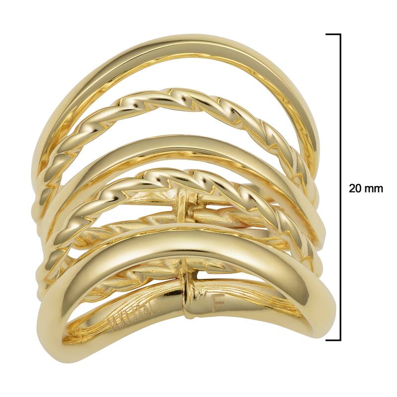 14k Yellow Gold Five-row Wave Ring