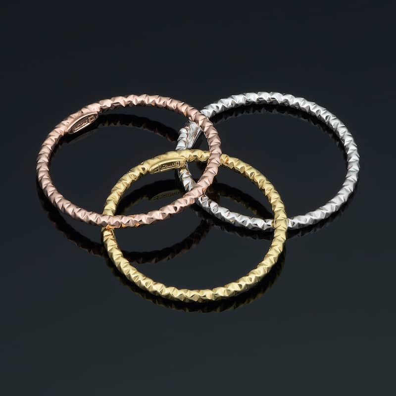 14k Yellow White or Rose Gold 1.5 millimeter Diamond-cut Stackable Ring