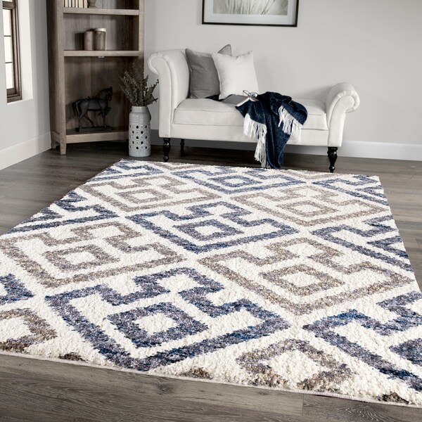 Palmetto Living Jennifer Adams Cotton Tail Geo Diamond Area Rug - 5'3" x 7'6"