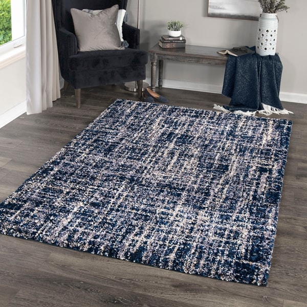 Palmetto Living Jennifer Adams Cotton Tail Cross Thatch Navy Area Rug - 6'7" x 9'6"