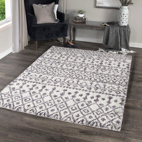 Palmetto Living Jennifer Adams Cotton Tail Nardik Soft White Area Rug - 5'3" x 7'6"