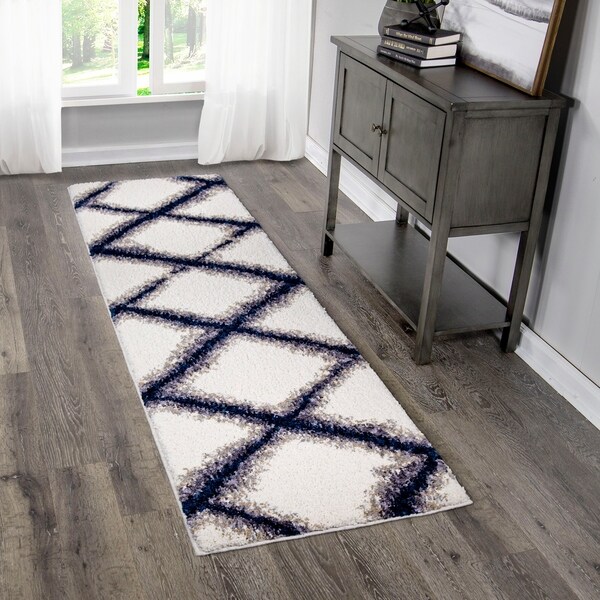 Palmetto Living Cotton Tail Buttery-Soft Line Trellis Runner - 2'3" x 8'