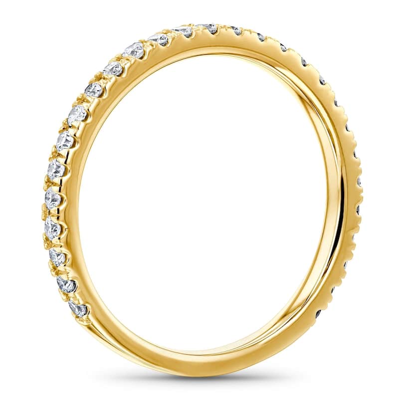Kobelli 0.4 Carat Natural Diamond 14k Solid Gold Pavé Near Eternity Comfort Fit Bara Ring (GH/I1-I2)