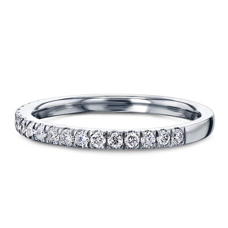 Kobelli 0.4 Carat Natural Diamond 14k Solid Gold Pavé Near Eternity Comfort Fit Bara Ring (GH/I1-I2)