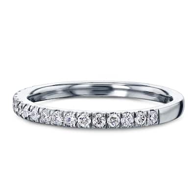 Kobelli 0.4 Carat Natural Diamond 14k Solid Gold Pavé Near Eternity Comfort Fit Bara Ring (GH/I1-I2)