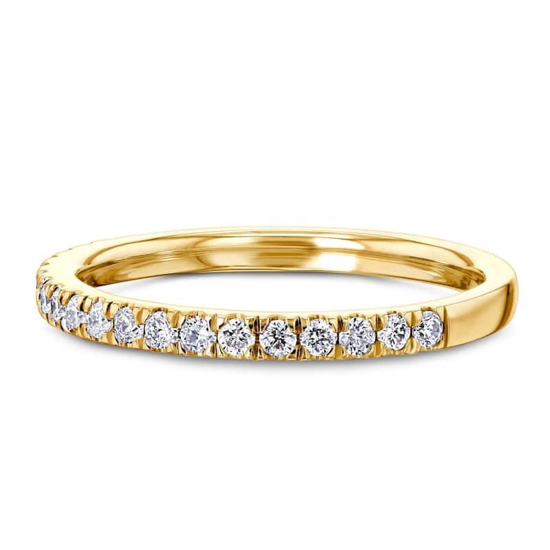 Kobelli 0.4 Carat Natural Diamond 14k Solid Gold Pavé Near Eternity Comfort Fit Bara Ring (GH/I1-I2)