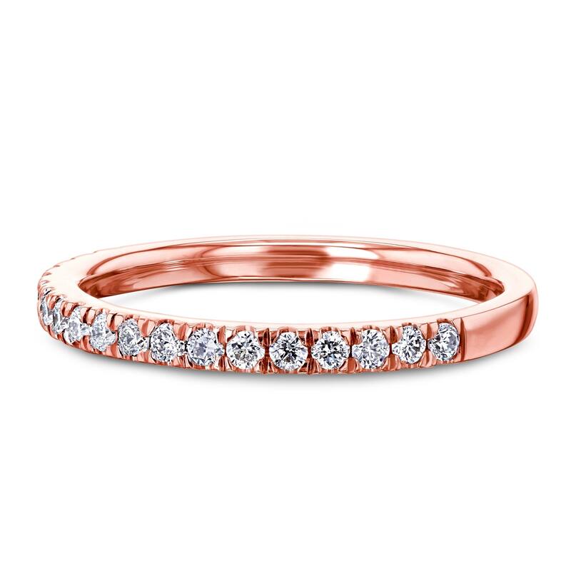 Kobelli 0.4 Carat Natural Diamond 14k Solid Gold Pavé Near Eternity Comfort Fit Bara Ring (GH/I1-I2)