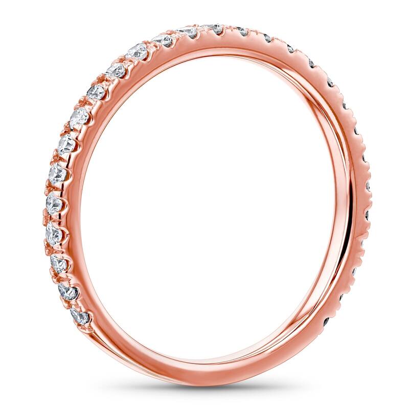 Kobelli 0.4 Carat Natural Diamond 14k Solid Gold Pavé Near Eternity Comfort Fit Bara Ring (GH/I1-I2)