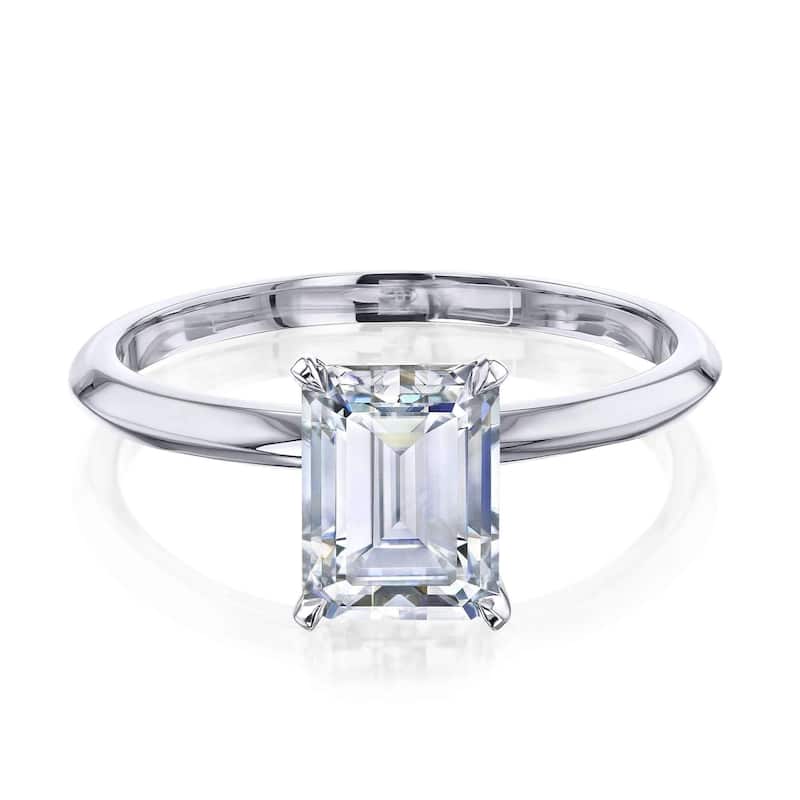 Annello by Kobelli 14k Gold 1.75 Carat Emerald Moissanite Solitaire Engagement Ring (HI/VS) - 9.5 - White