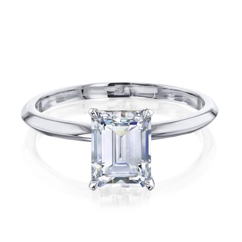 Annello by Kobelli 14k Gold 1.75 Carat Emerald Moissanite Solitaire Engagement Ring (HI/VS)