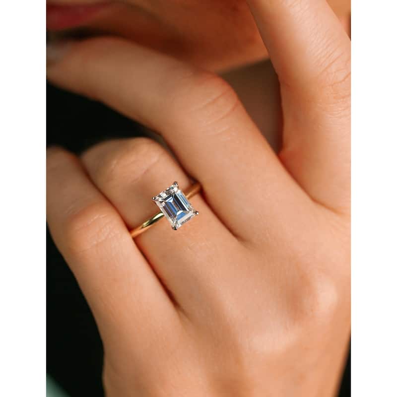 Annello by Kobelli 14k Gold 1.75 Carat Emerald Moissanite Solitaire Engagement Ring (HI/VS)