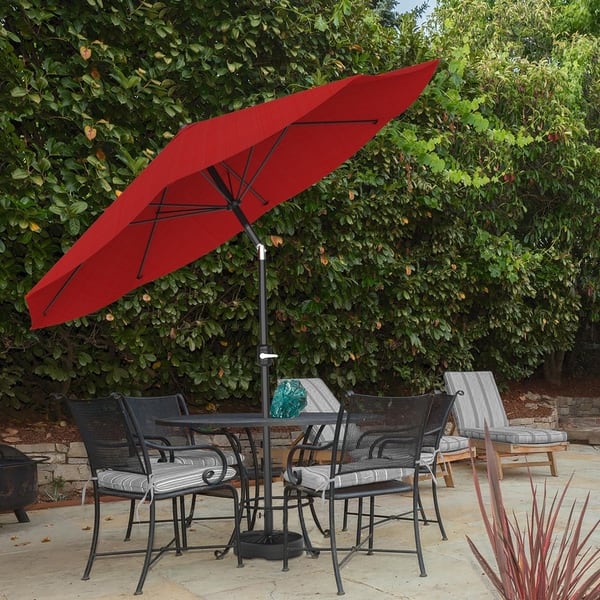11 foot black patio umbrella Safavieh 11 ft. Zimmerman Market Umbrella Navy & White main image 0