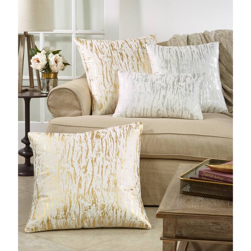 Metallic Foil Distressed Design Cotton Floor Pillow