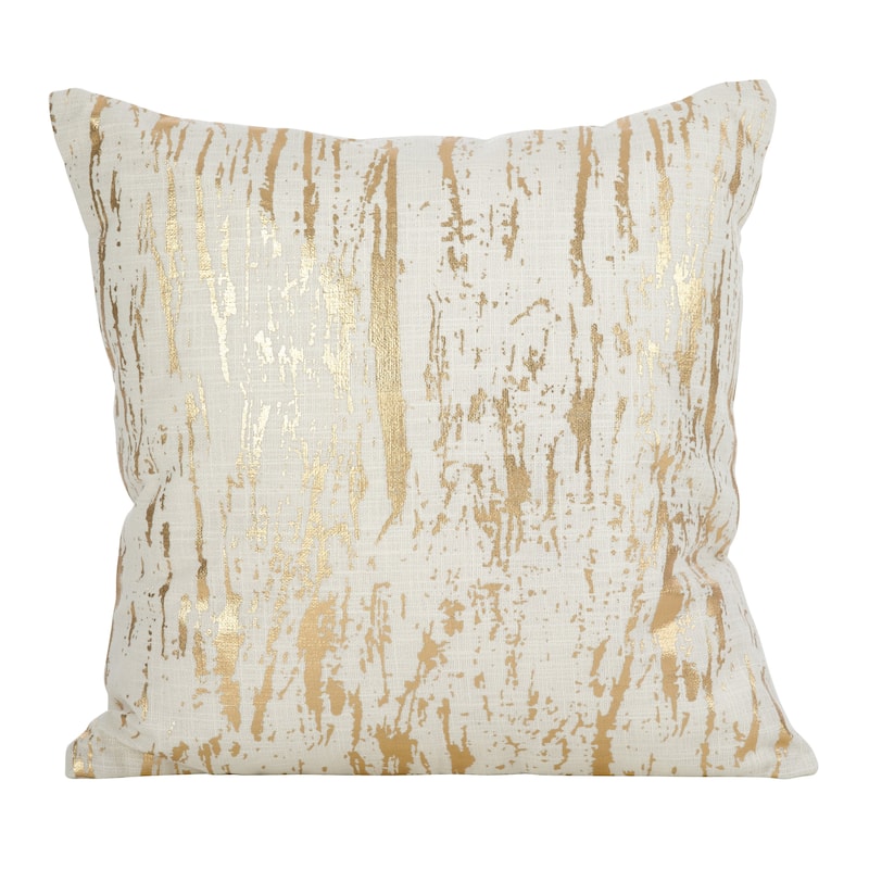 Metallic Foil Distressed Design Cotton Floor Pillow - Gold - Polyester