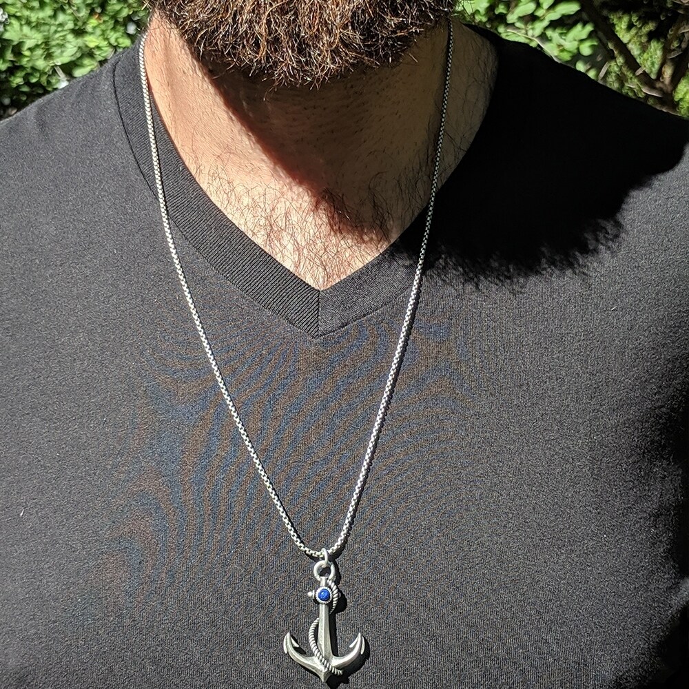 Navy Anchor Cross Necklace 2024 www.alhudapk