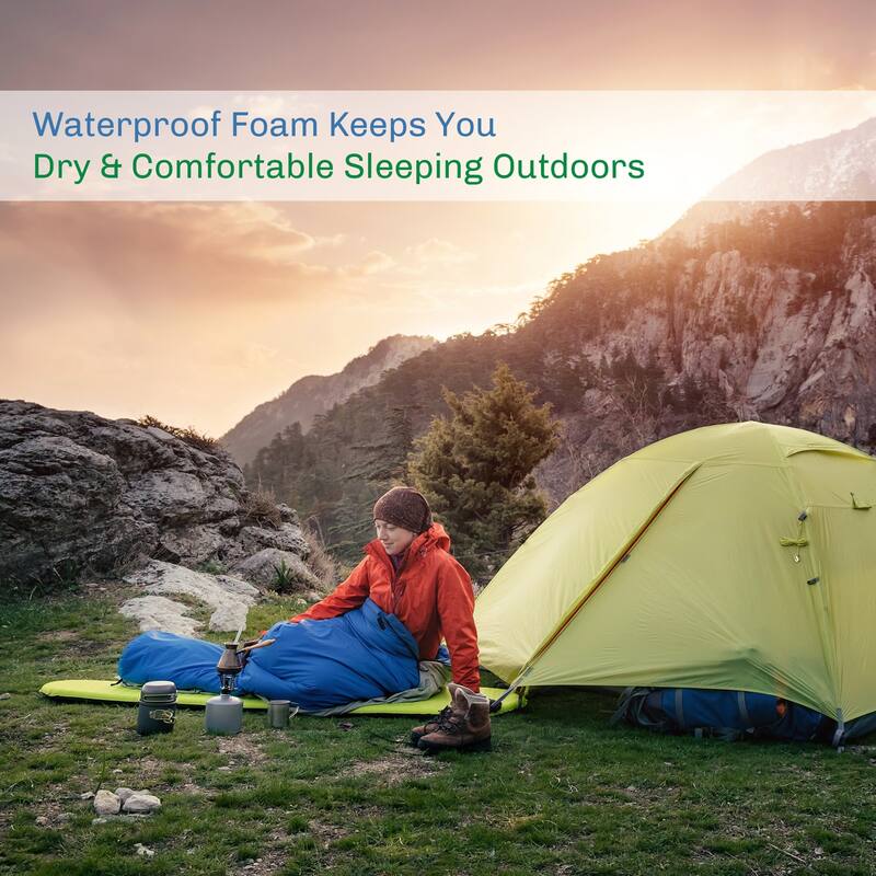 Foam Sleeping Pad for Camping - 1.25-Inch-Thick Waterproof Sleep Pad with Carry Straps for Tents by Wakeman Outdoors (Black)