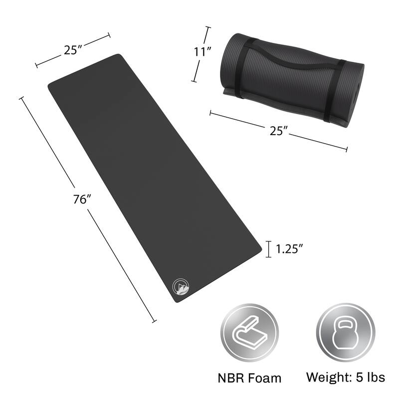 Foam Sleeping Pad for Camping - 1.25-Inch-Thick Waterproof Sleep Pad with Carry Straps for Tents by Wakeman Outdoors (Black)