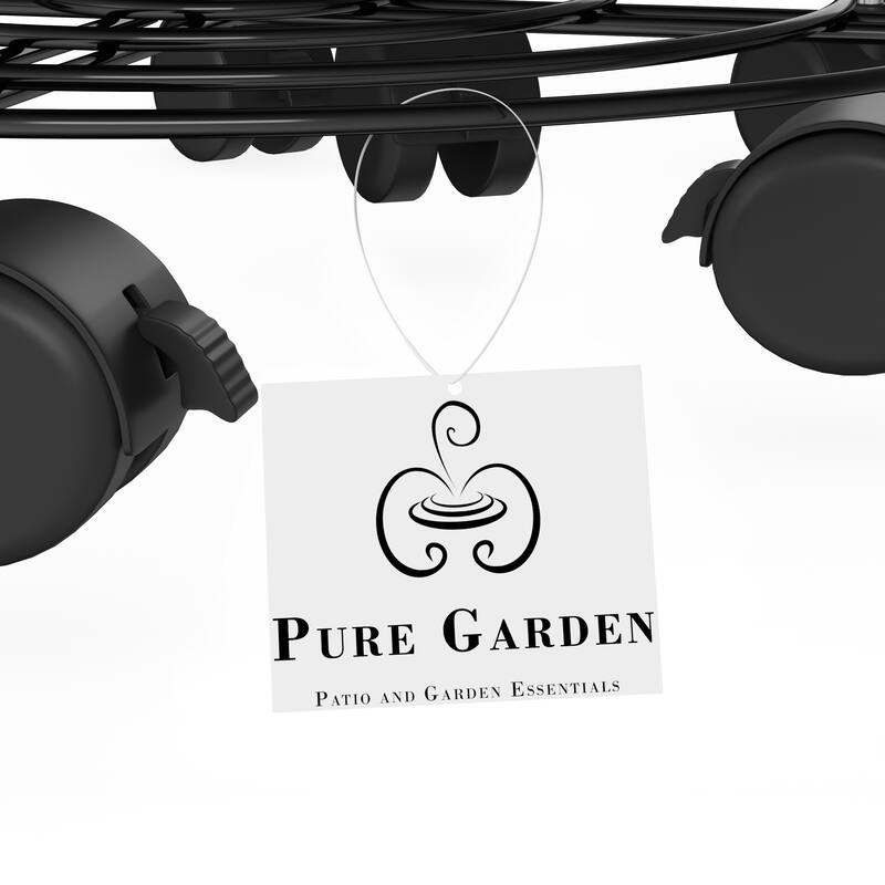 Metal Plant Caddy- Set of 2 Round Pot Stand on Wheels by Pure Garden - Set of 2