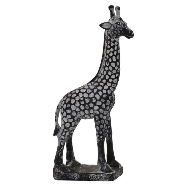 Giraffe On Base Black in Black Resin 5in L x 3in W x 12in H